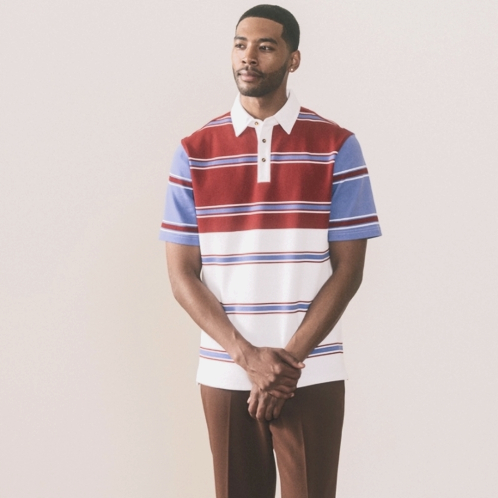 Striped Red and Blue Men's Polo Shirt
